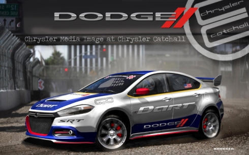 Rendering of 2013 Dodge Dart rally car that will be driven by Travis