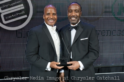 U.S. Black Engineer & Information Technology magazine awarded its 2012 Black Engineer of the Year Visionary Award to Larry Williams (r), Director - Interior Engineering, Chrysler Group LLC.